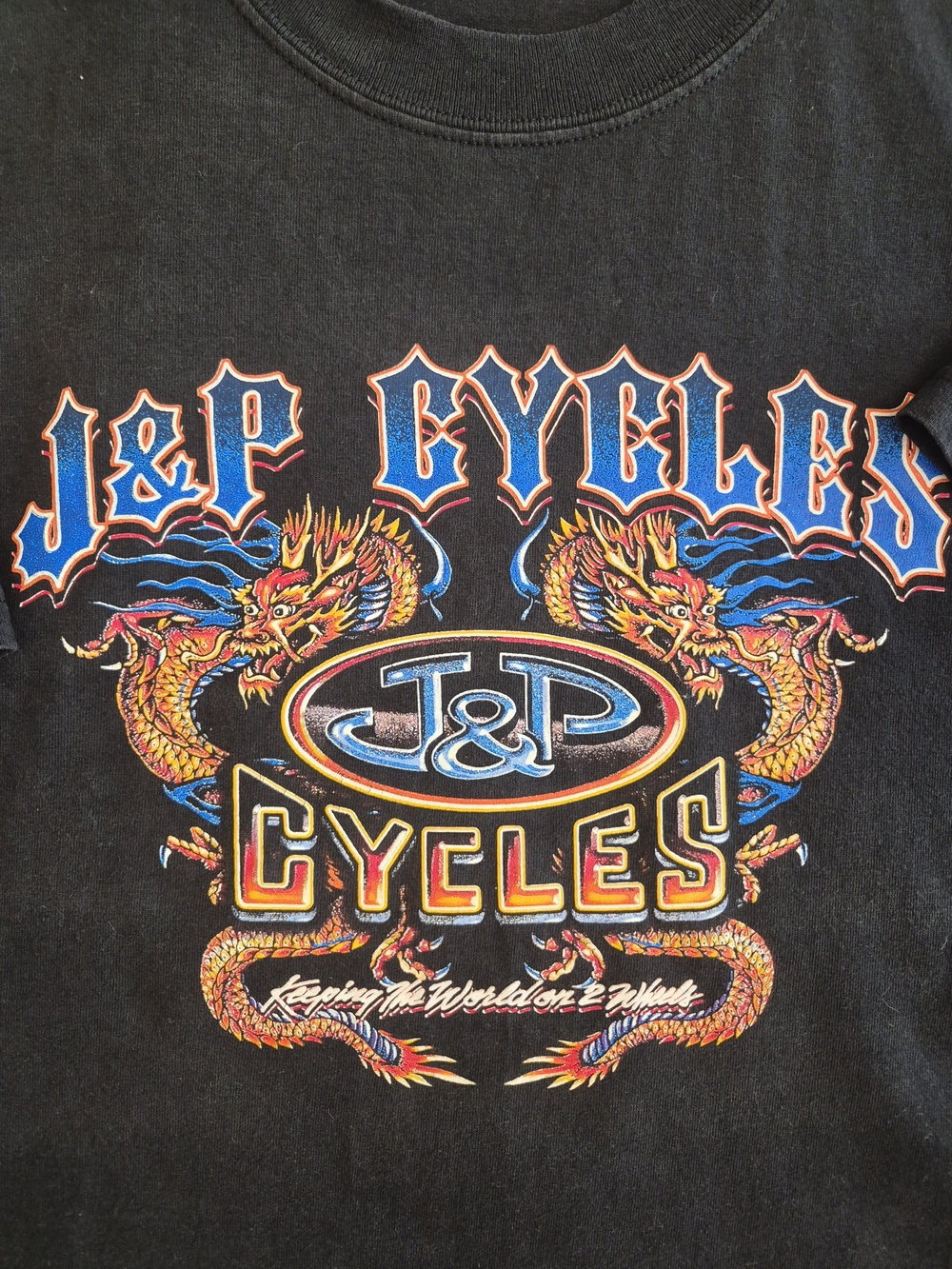 Vtg 2000s J&P Cycles Motorcycle Dragon T Shirt Men's XXL Faded Black